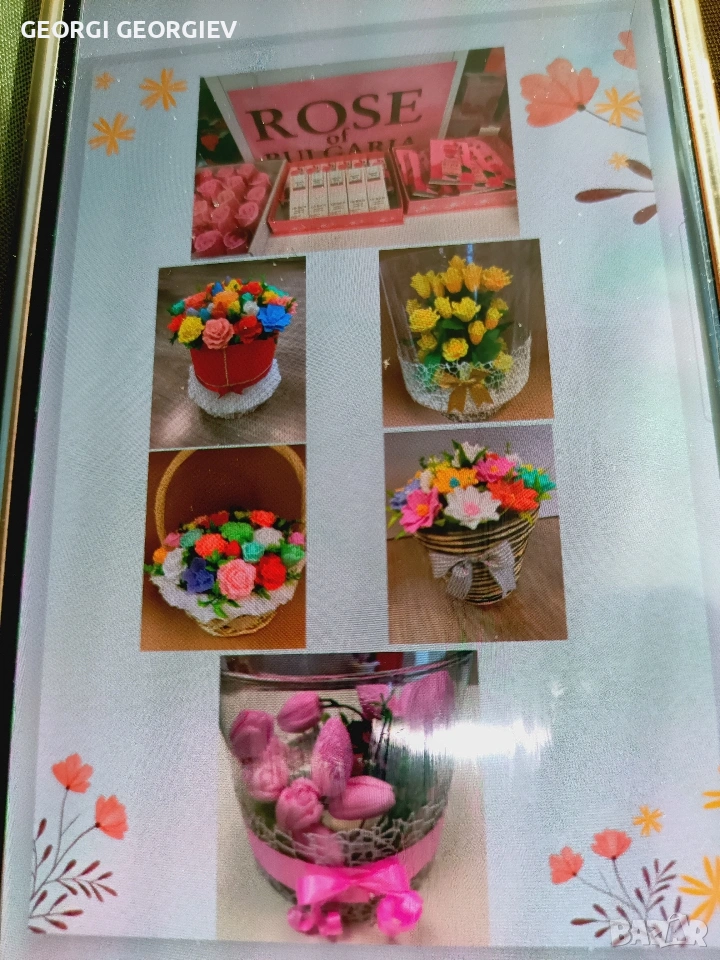 цветя изработени с глицеринов ароматен сапун и Българска роза , снимка 1