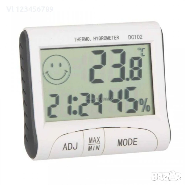 Термометър+влагомер - външна и вътрешна температура dc 103, снимка 1