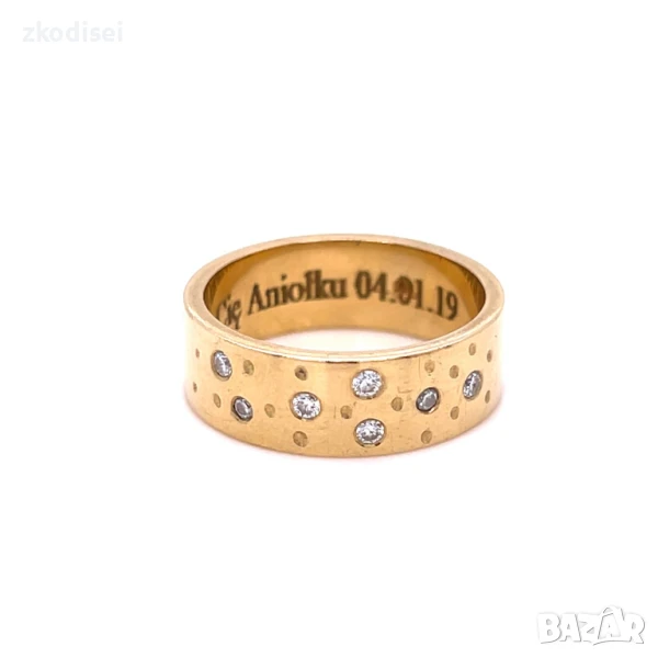 Златен пръстен брачна халка с брилянти 6,48гр. размер:52 14кр. проба:585 модел:32250-2, снимка 1