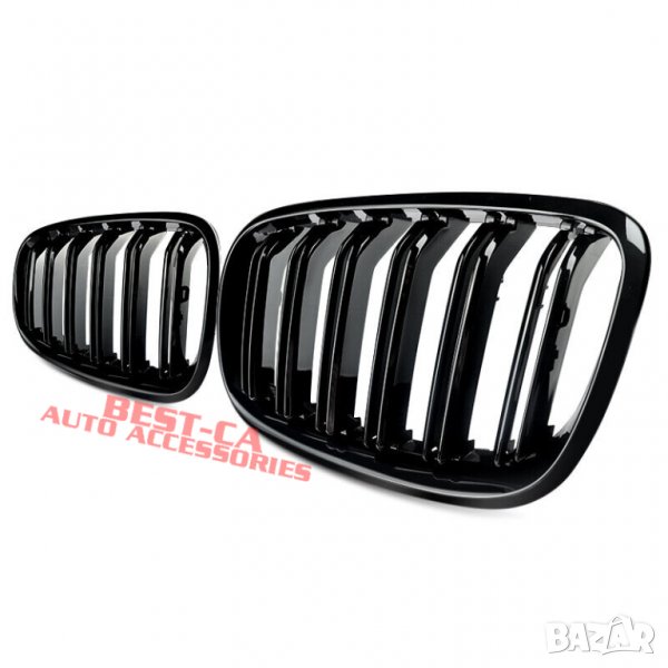 Комплект черни двойни бъбреци пиано лак за БМВ / BMW X5 E70 и X6 E71, снимка 1