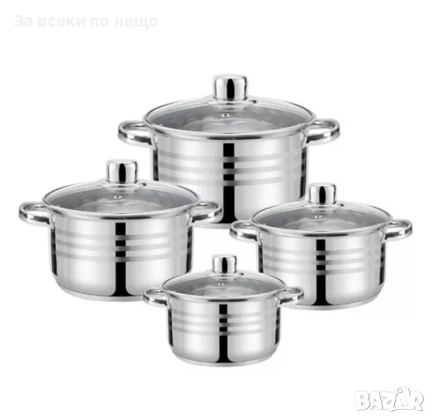 ✨Комплект тенджери HAUS ROLAND, HR-148-5 , 4 броя, с капак, ф16, 18, 20, 24см, Инокс, снимка 1