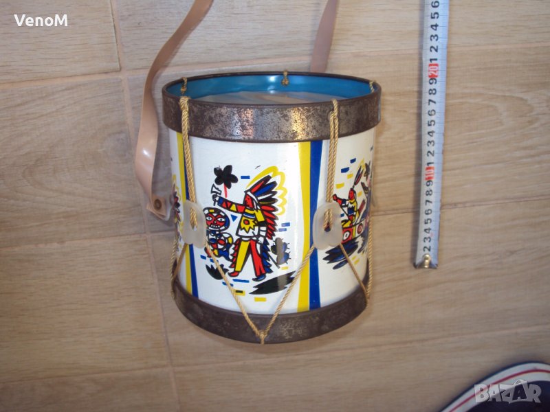 СССР Соц старо детско барабанче с индианци, снимка 1