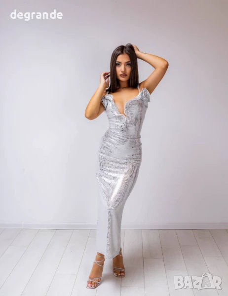 Официална Бяла Дамска Дълга Рокля , снимка 1