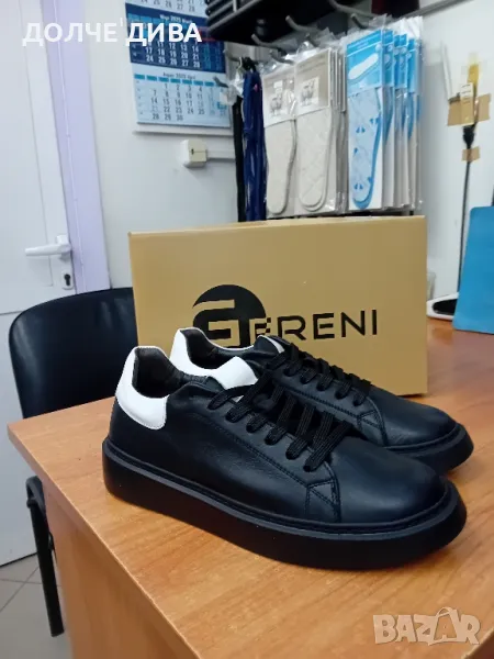 Мъж.сникърси естествена кожа м320 черни, снимка 1