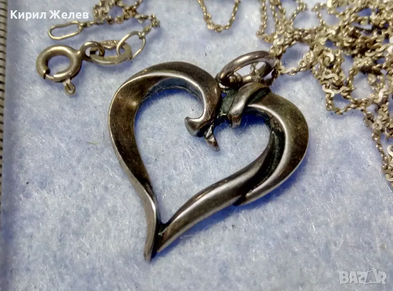 АР НУВО СРЕБЪРЕН ПЕНДАНТ СЪРЧИЦЕ ЛАКИРАНО СРЕБРО ВИСОКА ПРОБА с НЕЖНА 925 СРЕБЪРНА ВЕРИЖКА 35444, снимка 1