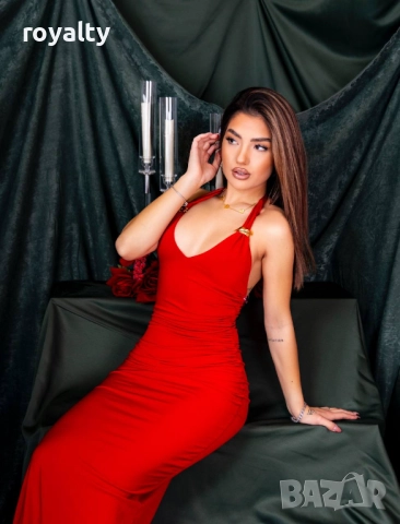 Стилна Червена Дамска Рокля , снимка 4 - Рокли - 52884666