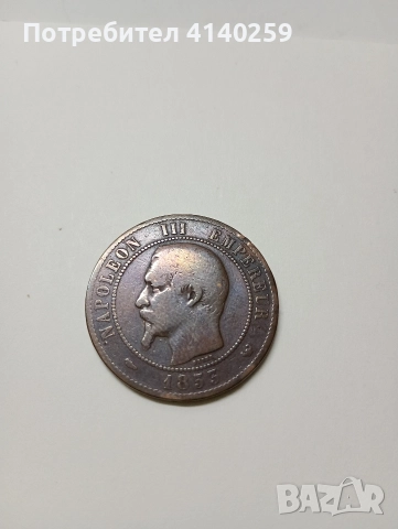 ФРАНЦИЯ МОНЕТА 10 САНТИМА 1853 Г , снимка 2 - Нумизматика и бонистика - 52745569