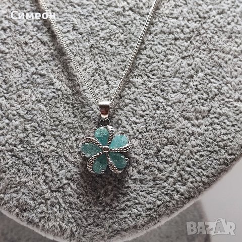 Сребърно колие със сини камъни , снимка 4 - Колиета, медальони, синджири - 43887545