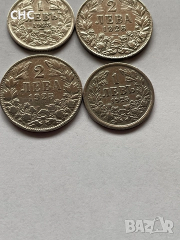 1 лев и 2 лева 1925 година. Монети с и без черта., снимка 4 - Нумизматика и бонистика - 52583543