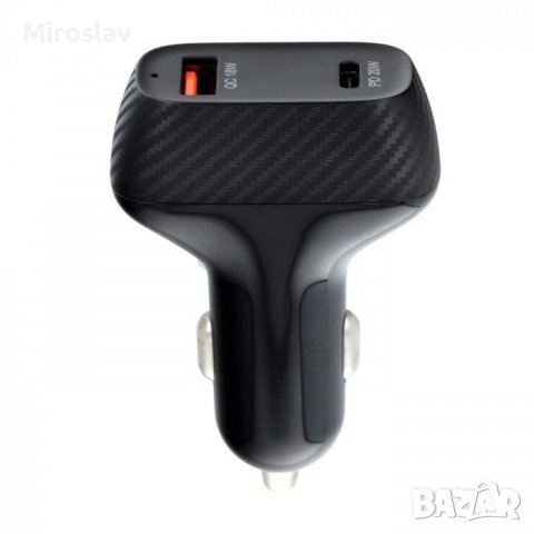 Зарядно за кола, Car charger QWE CARBON Type C3.0 PD20W + USB QC3.018W 3A Total 38W, снимка 2 - Зарядни за кола - 38979659