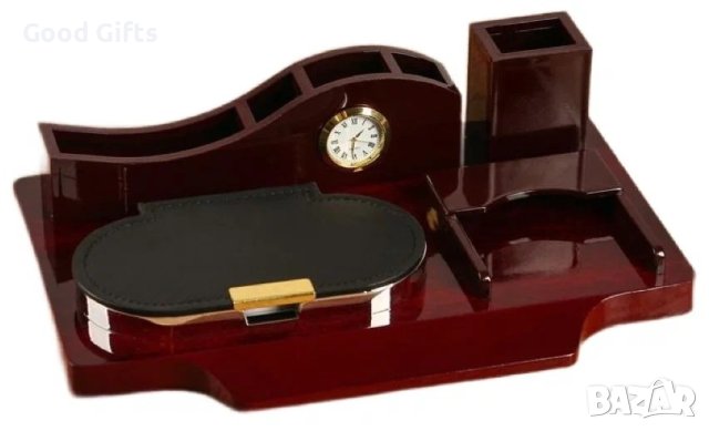 Луксозен органайзер за бюро с часовник