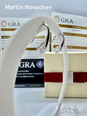 Сребърни обеци с мойсанит (Диамант) 1 карат, снимка 3 - Обеци - 53330907