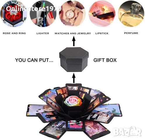 Експлодираща кутия за снимки за любимият човек и повод, снимка 2 - Подаръци за жени - 43885776