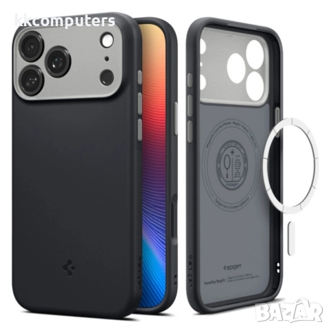 Оригинален кейс Spigen Nano Pop MagSafe, За iPhone 17 Pro (6.3), Черен и Протектор