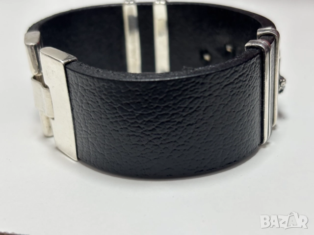 НОВА! Мъжка Гривна-сребро(проба 925) и Естествена кожа, снимка 11 - Гривни - 52319553