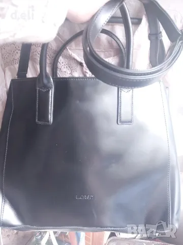 L.CREDI 🇺🇸 100% Кожа Голяма черна чанта, снимка 2 - Чанти - 49891732