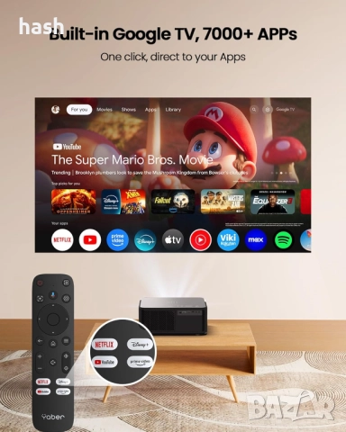 Видео проектор Yaber K2 800 ANSI Lumens 1080P Full HD WiFi6 Bluetooth, видео 4K Вграден TV Dongle с , снимка 5 - Телевизори - 52182462