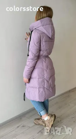 Дамско дълго зимно яке-лилаво IM60U, снимка 3 - Якета - 47406442