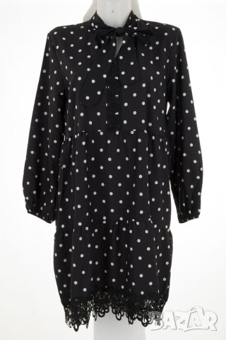 Черна рокля на бели точки Rylko by Agnes & Paul - M, снимка 1 - Рокли - 43113886
