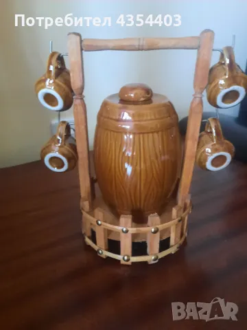 Декоративно буренце с 4 малки чашки за греяна ракия, снимка 2 - Декорация за дома - 48789023