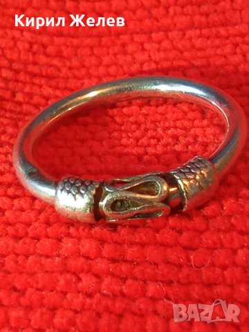 СТАР СРЕБЪРЕН ПРЪСТЕН с ОРНАМЕНТ Тип КРАЛСКА ПЛЕТКА АРТ ДЕКО БИЖУ ВИСОКА ПРОБА СРЕБРО АНГЛИЯ 25259