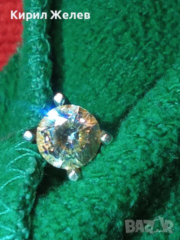 СТРЕБЪРНА ОБЕЦА с ГОЛЯМ ЮВЕЛИРНО ФАСЕТИРАН БЛЕСТЯЩ ПЛАНИНСКИ КРИСТАЛ 39945, снимка 2 - Обеци - 42404168