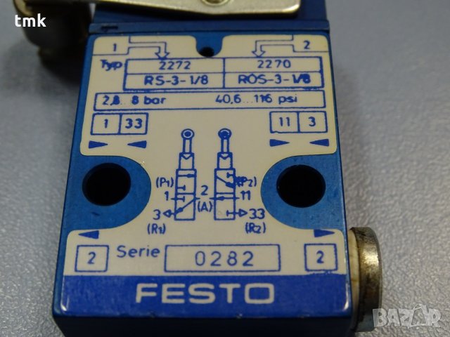 Пневматични крайни изключватели Festo RO-3-1/4, Festo GG-1/4, RS-3-1/8 , снимка 11 - Резервни части за машини - 32250316