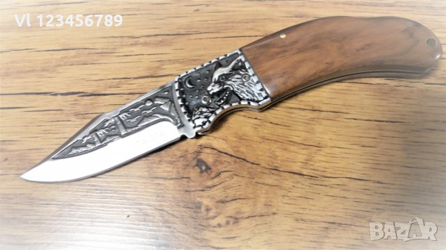 Руски сгъваем джобен нож с калъф"Тайга"/Вълк/Акула сталь 65х13, снимка 5 - Ножове - 28100106
