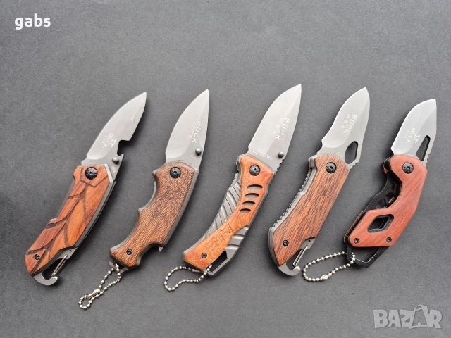 Сгъваеми джобни ножчета BUCK с дървена дръжка, снимка 2 - Ножове - 50667665