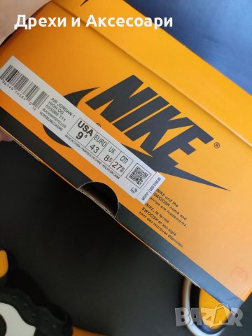 Nike Air Jordan 1 High Yellow Toe Taxi Жълти Кецове Обувки Нови Оригинални Размер 43 Номер Найк, снимка 10 - Кецове - 38038321