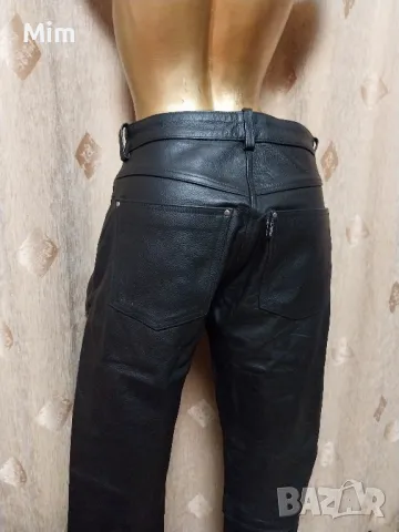 44 Черен кожен панталон/ моторджийски/от естествена кожа , снимка 6 - Панталони - 49341079
