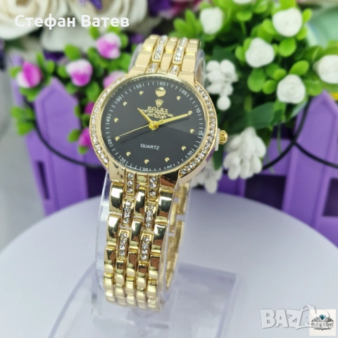 Дамски часовник ROLEX – златист с черен циферблат