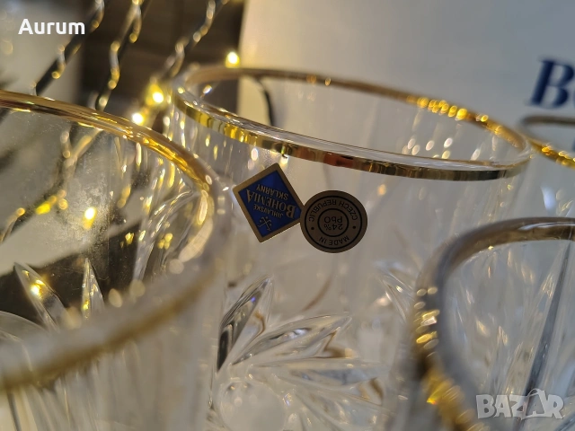Bohemia Кристал чаши 6 бр. със златни детайли , снимка 3 - Чаши - 53286887