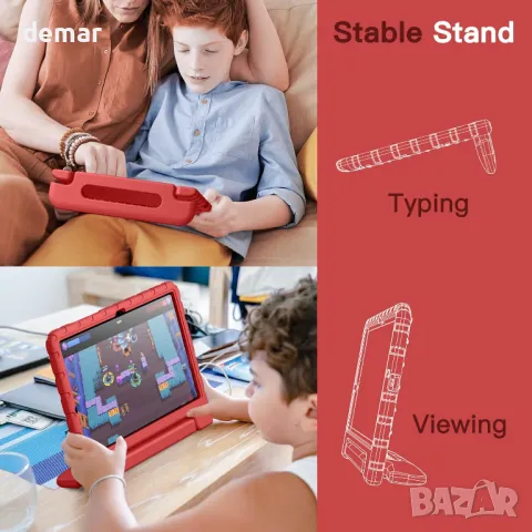 Детски калъф JETech за Samsung Galaxy Tab S9 11-инчов, червен, снимка 6 - Таблети - 50034755