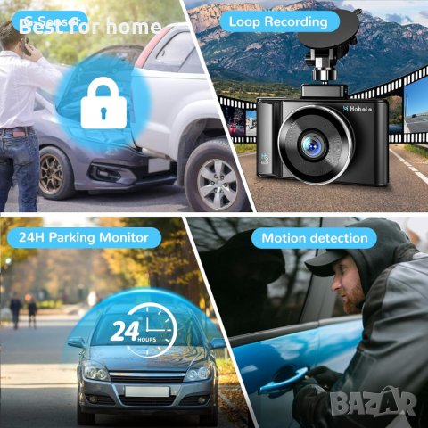 Hobele Dashcam отпред и отзад, двоен рекордер за кола с 32G SD карта, 170° широк ъгъл, 1080P FHD с н, снимка 2 - Аксесоари и консумативи - 43622945