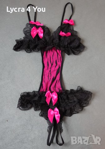 S дамско еротично боди с отворено дъно и разкриващи чашки, снимка 10 - Бельо - 43545971