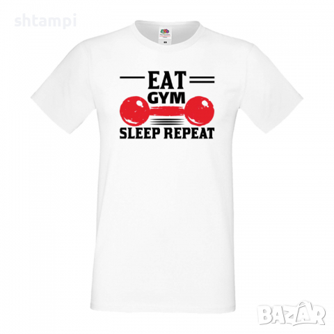 Мъжка тениска Eat Gym Sleep Repeat,Фитнес.спорт,Щанги,Тренировки,Спортуване,Gym.