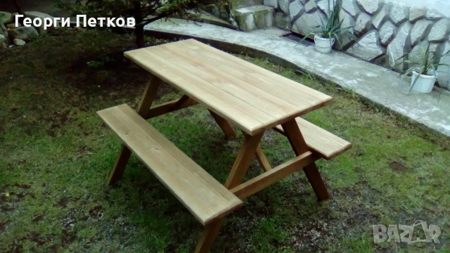 Градинска детска масичка с пейки -100х100х68см.-170лв., снимка 3 - Градински мебели, декорация  - 50754832