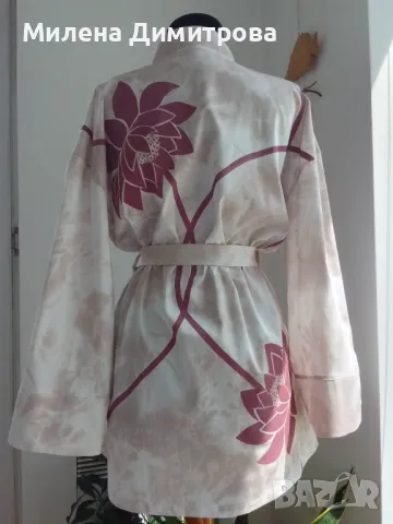 Ръчно рисувано сатенирано кимоно , снимка 10 - Сака - 48865036