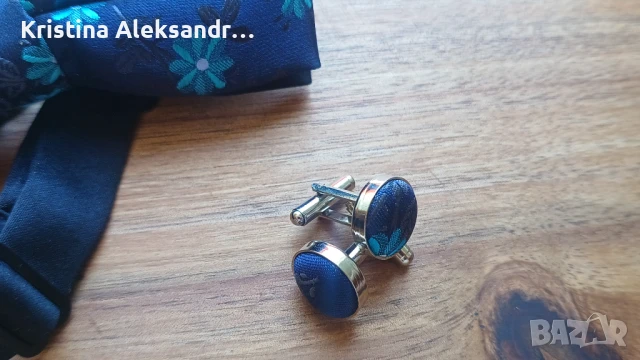 НОВО Папионка от 100% коприна с копчета за ръкавели, снимка 3 - Други - 50568446