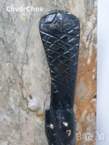 Стар антикварен дървен бастун/змия-кобра/ръчна дърворезба 92см, снимка 4 - Антикварни и старинни предмети - 48853076
