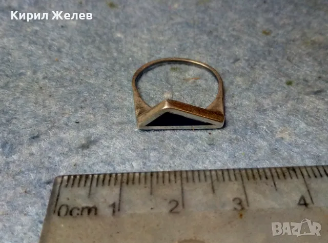 СТИЛЕН СРЕБЪРЕН ПРЪСТЕН СРЕБРО ВИСОКА ПРОБА с ШЛИФОВАН ЧЕРЕН ОНИКС РЪЧНА ВИНТИДЖ АРТ РАБОТА 31188, снимка 7 - Пръстени - 49148716
