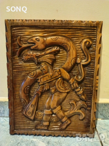 Страхотно Старо Пано Дърворезба-Ацтеките И Маите