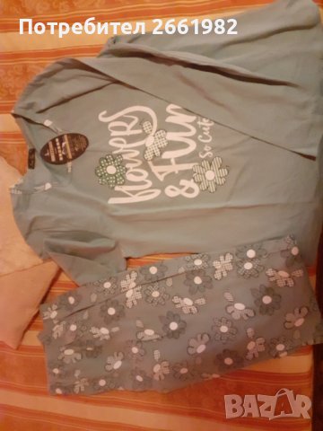 Нова зелена памучна пижама, снимка 1