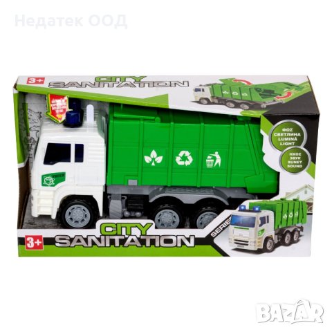 Kамион за рециклиране на отпадъци, със светлина и звук, зелен, снимка 2 - Коли, камиони, мотори, писти - 43762389