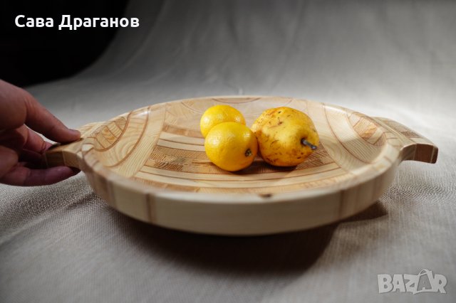 Дървена купа с дръжки, снимка 2 - Други - 40359045