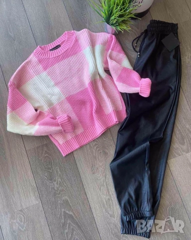 Пуловер с квадрати в черен,зелен,жълт и розов цвят, снимка 6 - Блузи с дълъг ръкав и пуловери - 52415888