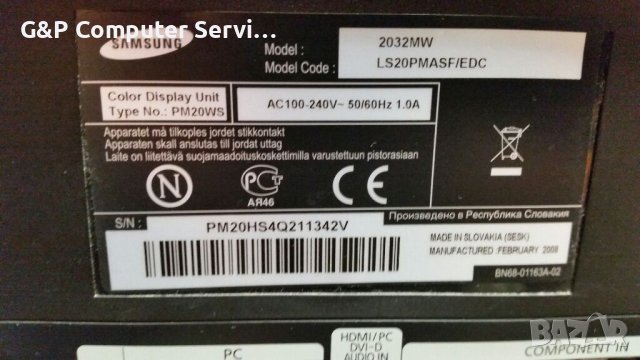 Монитор 20" Samsung 2032MW c TV Tuner, за РЕМОНТ или за части ... , снимка 3 - Монитори - 43314347