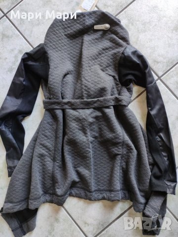 Връхна дреха с кожени ръкави, снимка 5 - Блузи с дълъг ръкав и пуловери - 26237509