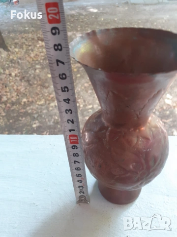 СТАРА КОВАНА ЧУКАНА МЕДНА ВАЗА БАКЪР, снимка 7 - Антикварни и старинни предмети - 53518919